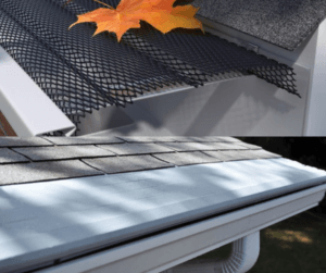 A close-up view of a gutter guard installation by Emerson Gutters and Drainage.