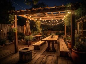 outdoor lighting under pergola