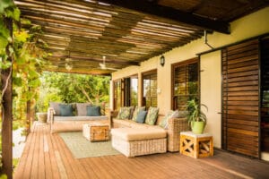 outdoor living space with covered patio